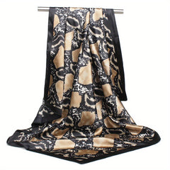 Silk Large Square Scarf Flower Printed Shawl Wrap Soft Comfortable Headscarf