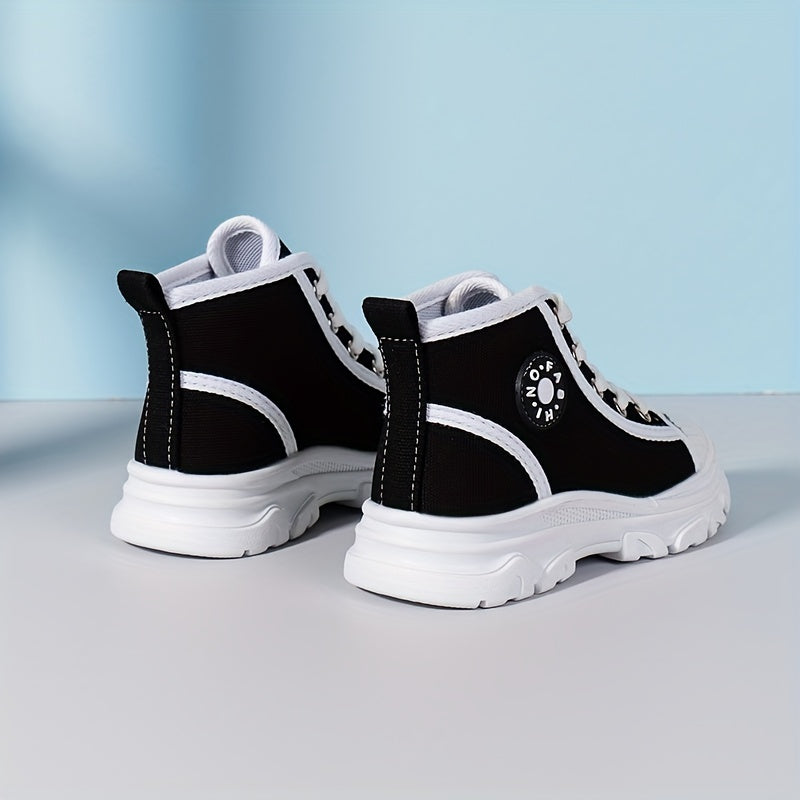 Girls High Top Canvas Sneakers Casual Anti skid Lace up Shoes