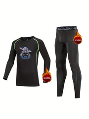 2pcs Kids Fleece Lined Compression Base Set PLAY IT Sports Set