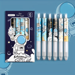 6pcs Astronaut Gel Pen Box Student Exam Finger Protector Smooth Press