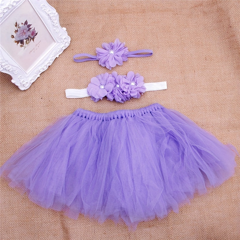 3 Piece Baby Girl Tutu Skirt Photo Props Set