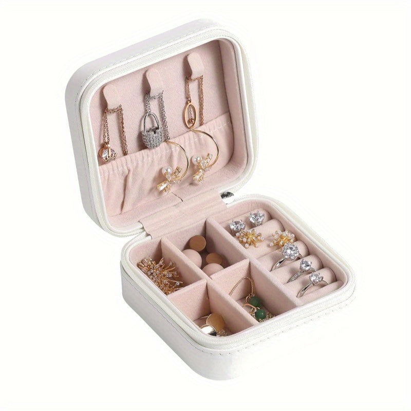 Mini Jewelry Box Organizer Square Display Box Earring Ring Necklace Case