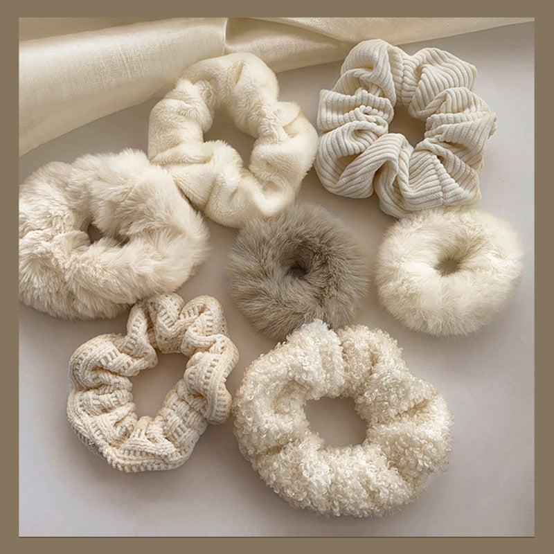 7pcs Fluffy Scrunchies Faux Fur Furry Scrunchies Fur Hair Bands