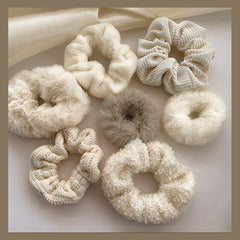 7pcs Fluffy Scrunchies Faux Fur Furry Scrunchies Fur Hair Bands