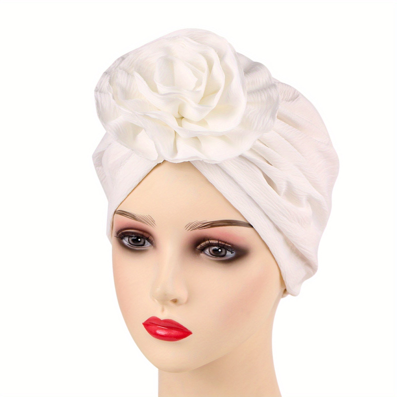 Solid Pleated Elastic Head Wrap Casual Beanie Head Scarf