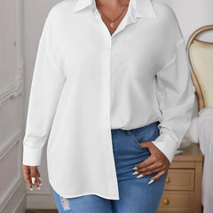  Solid Long Sleeve Button Up Workwear Shirt