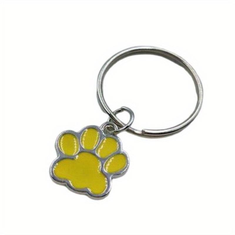 Cartoon Cat Dog Paw Enamel Keychain Animal Key Ring Purse Bag Charm