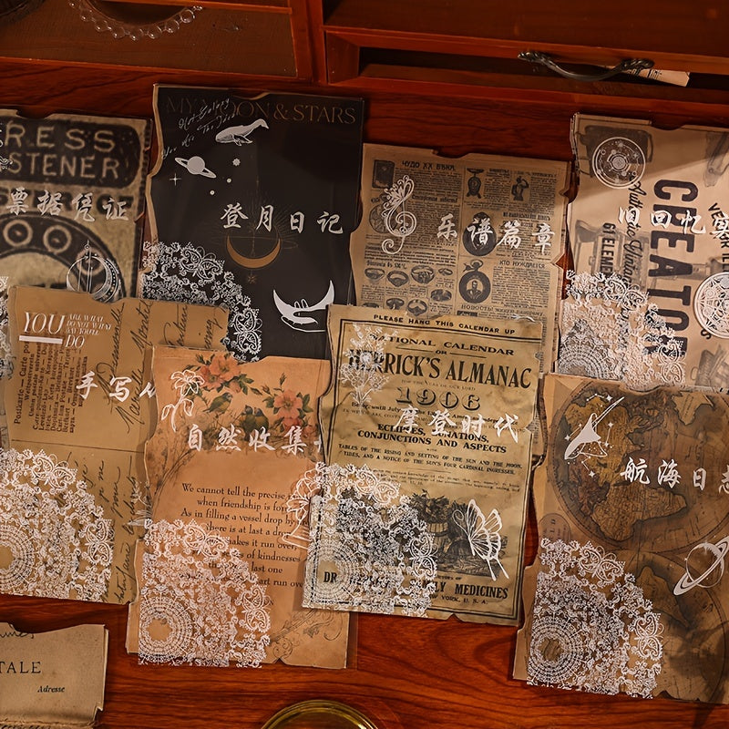 25 Sheets Vintage Memories Notebook Paper DIY Antique Ephemera Scrapbooking