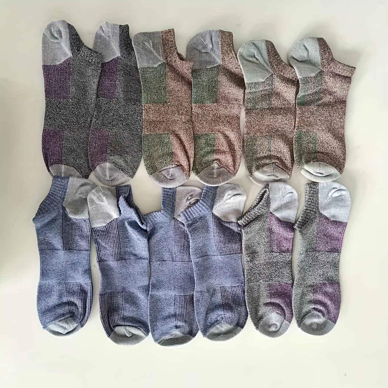 6 Pairs Colorblock Ankle Socks Soft Lightweight Low Cut Women's Stockings