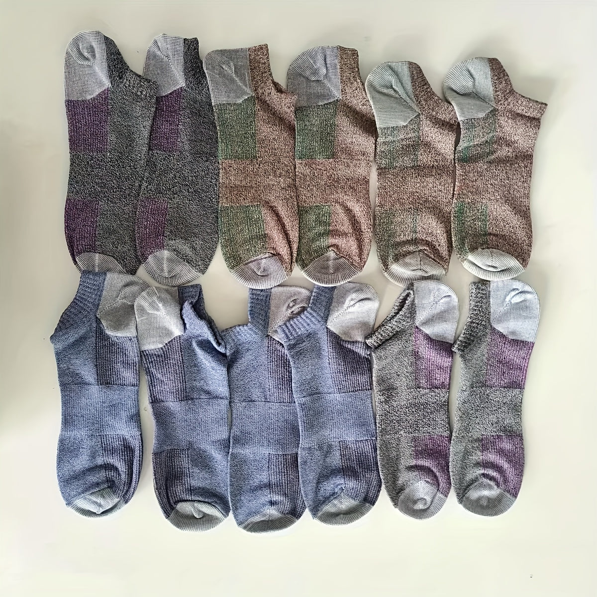 6 Pairs Colorblock Ankle Socks Soft Lightweight Low Cut Women's Stockings