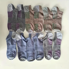 6 Pairs Colorblock Ankle Socks Soft Lightweight Low Cut Women's Stockings