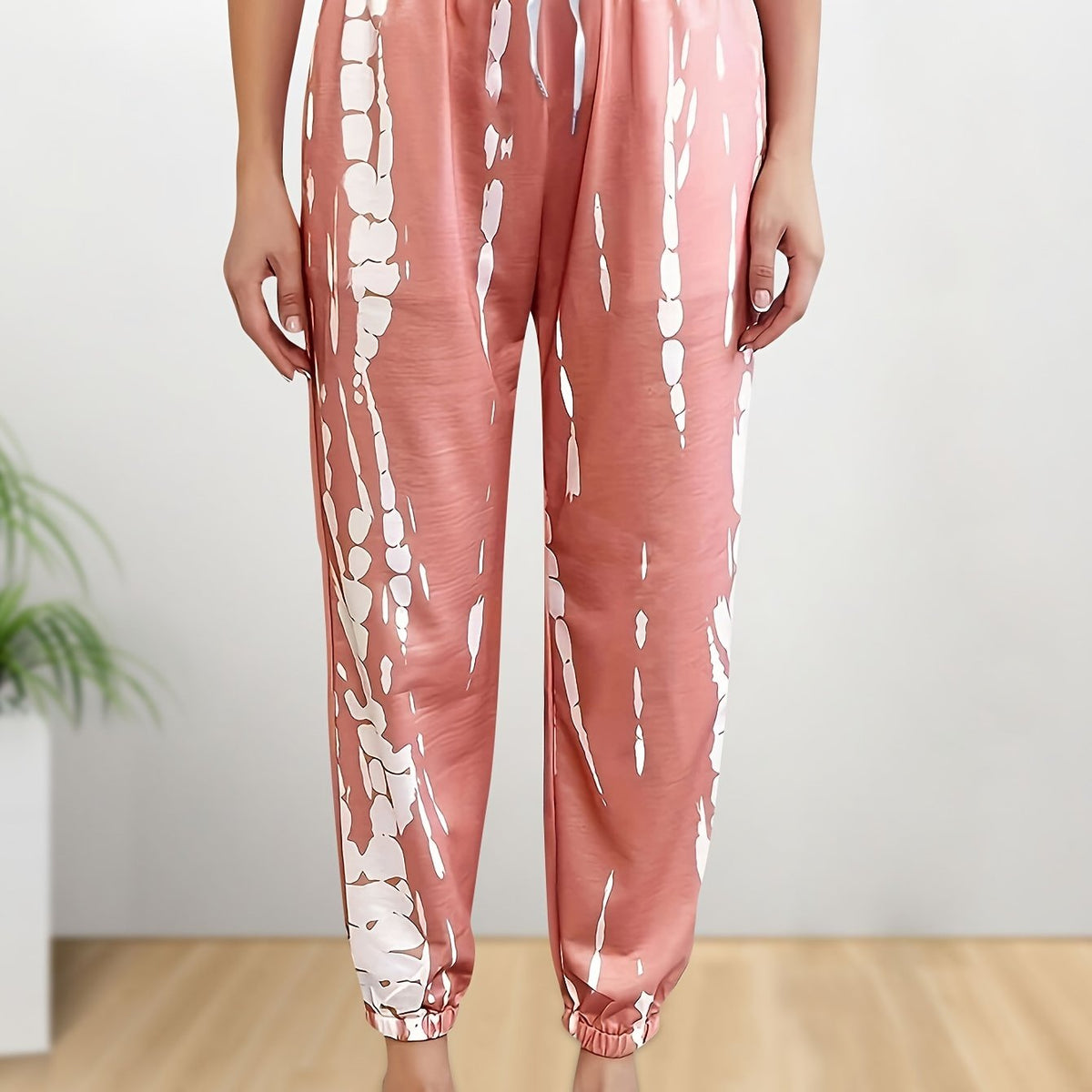 Women's Plus Tie Dye Elastic Tapered Leg Pants