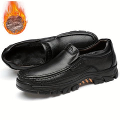 Men's Warm Slip On Leather Shoes for Traveling
