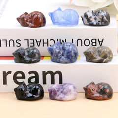 Crystal Sleeping Cat Figurine Home Decor