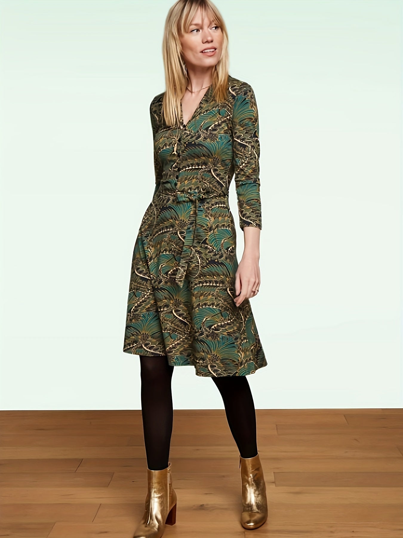  Retro Dress Women's Plus Allover Print