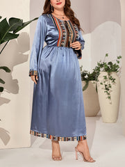  Abaya Dress Women's Plus Geometric Print Maxi Jalabiya Dress