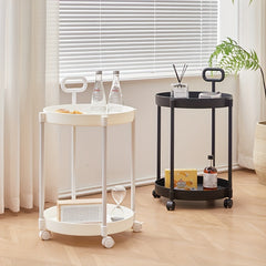 Cream Style Coffee Table Movable Cart Small Bedside Shelf