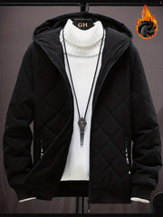 Men's Fleece Hooded Coat Zipper Pockets Jacket