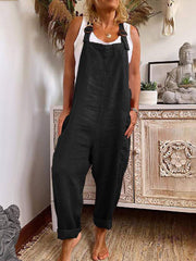 Solid Camisole Long Jumpsuit Sleeveless Side Pockets Women's Clothing