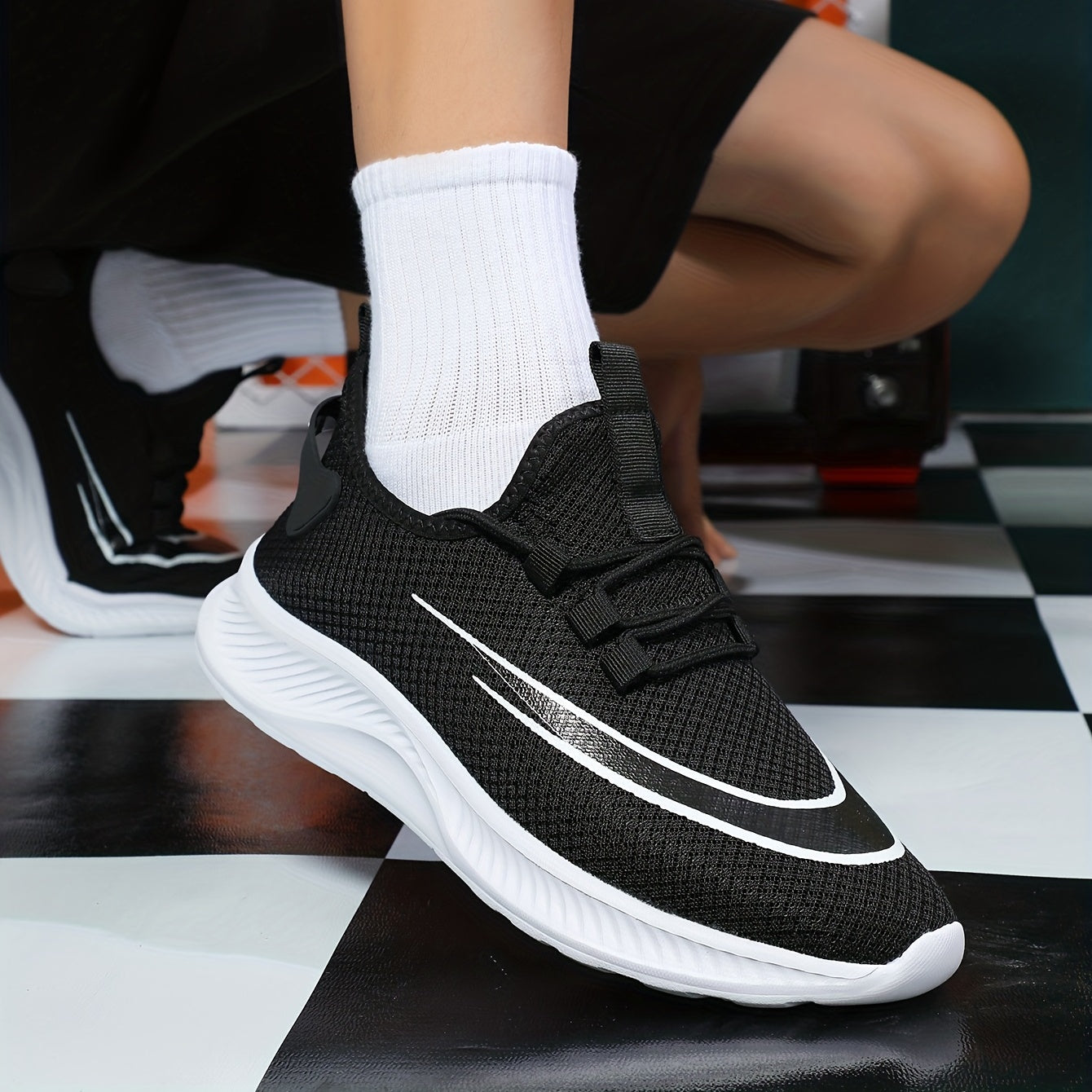 Men's Lace Up Sneakers Casual Outdoor Mesh Shoes