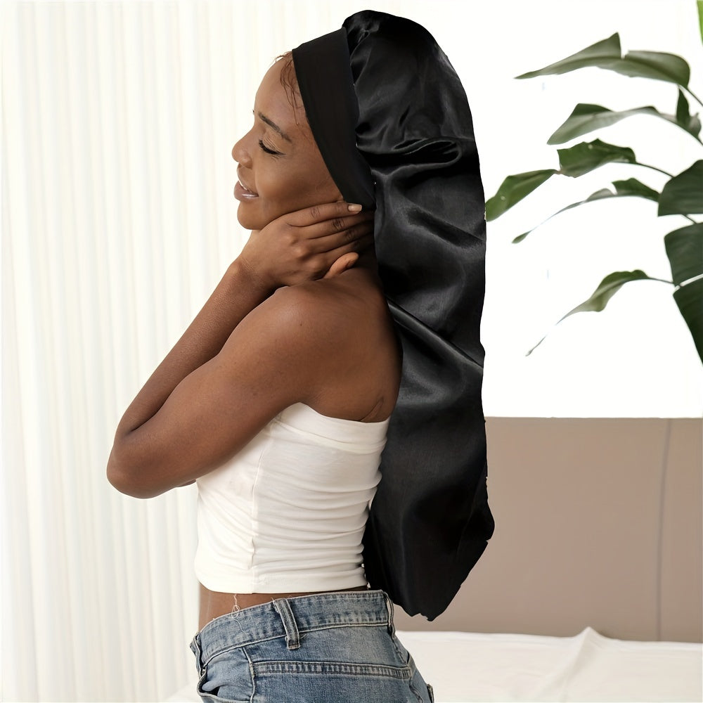 Silky Long Bonnet For Sleeping Solid Night Cap For Women