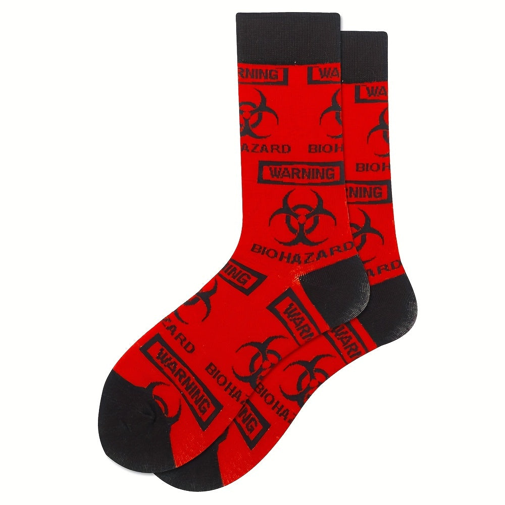 Men's Patterned Crew Socks for Outdoor Wear