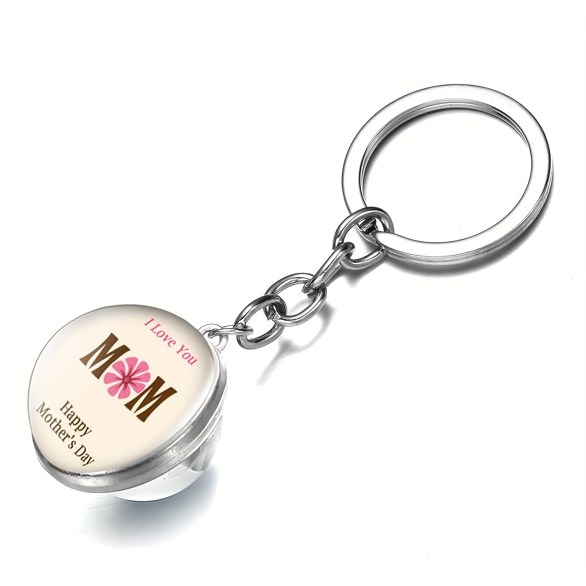 I LOVE MOM Keychain Metal Key Ring Purse Handbag Car Charm Earphone Accessory