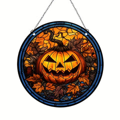 Acrylic Halloween Pumpkin Maple Leaf Stain Window Hanging Wall Decoration