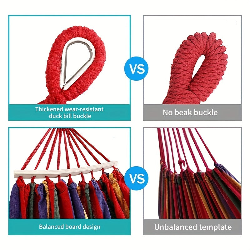 Portable Canvas Hammock with Anti Roll Balance Beam and Storage Bag