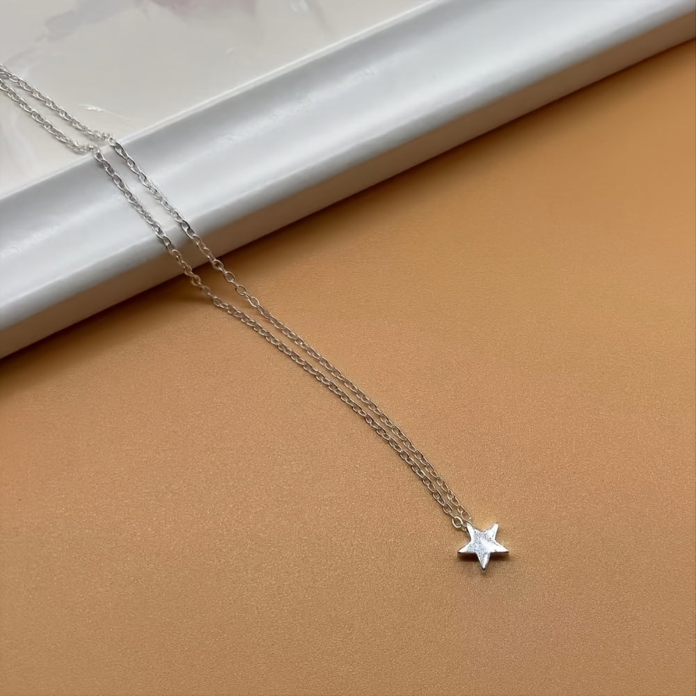 Golden Silver Star Pendant Alloy Necklace