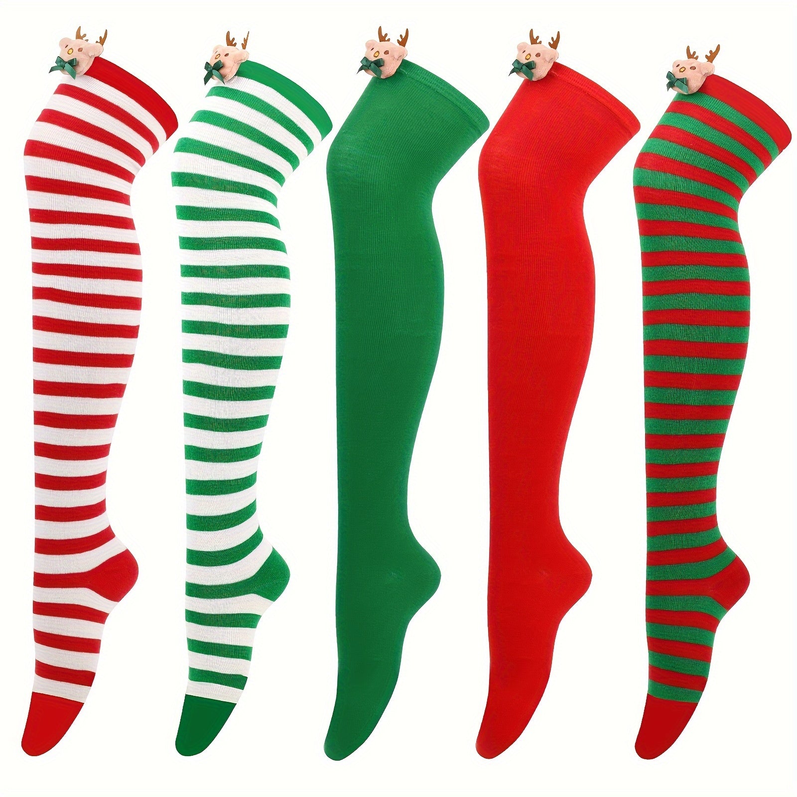 Christmas Striped Over The Knee Socks Women's Stockings