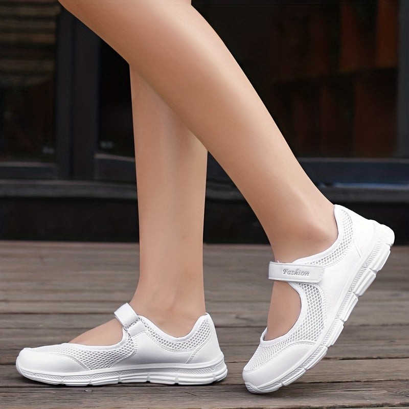 Women's Breathable Walking Shoes Hook & Loop Backless Flat Shoes