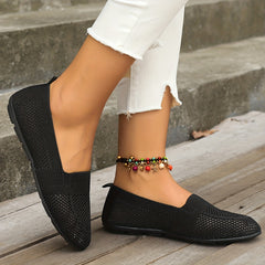 Women's Knitted Flat Shoes Slip On Loafers Casual Flats