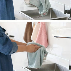 Coral Fleece Floral Hand Towel for Kitchen and Toilet