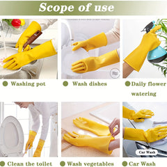 Thick Latex Rubber Waterproof Household Gloves for Dishwashing Gardening Pai
