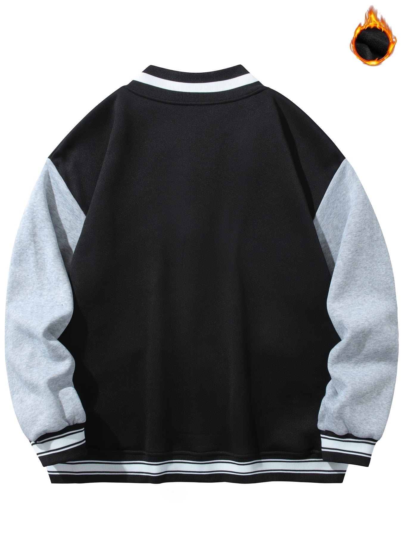 Varsity Jacket Men's Casual Button Up Jacket for Spring Fall