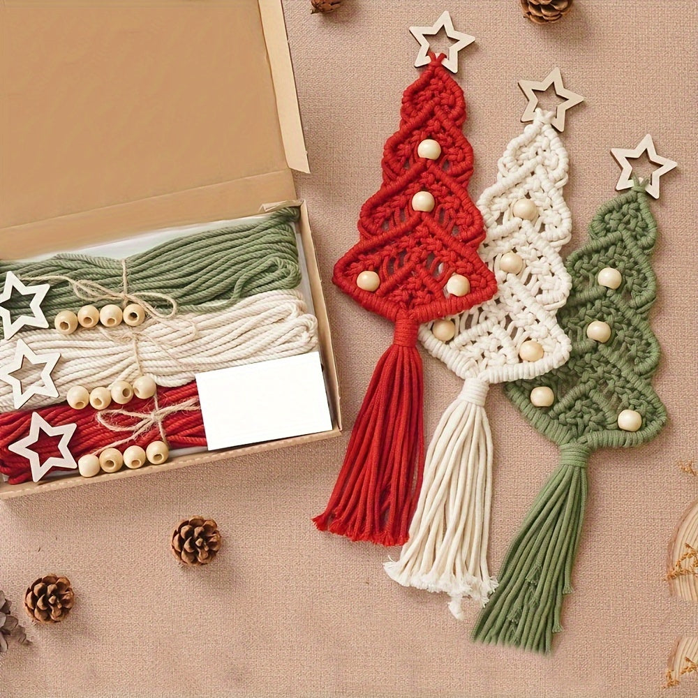 3pcs DIY Christmas Tree Weaving Set for Home Decor