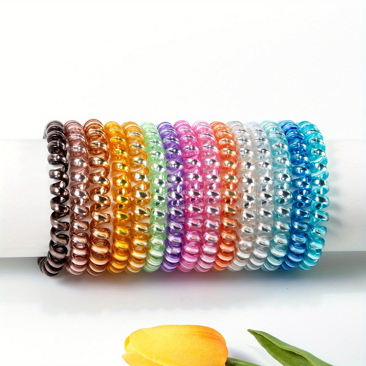15pcs Spiral Hair Ties No Crease Hair Ties Phone Cord Hair Ties Candy Colors