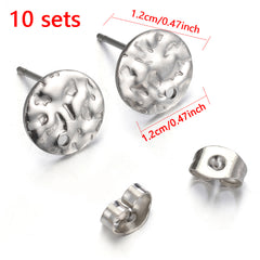 10pcs Stainless Steel Ear Stud Earring Back Set DIY Earring Making