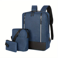 3pcs Backpack Crossbody Bag And Pen Bag Set Men's Three piece Computer Bag