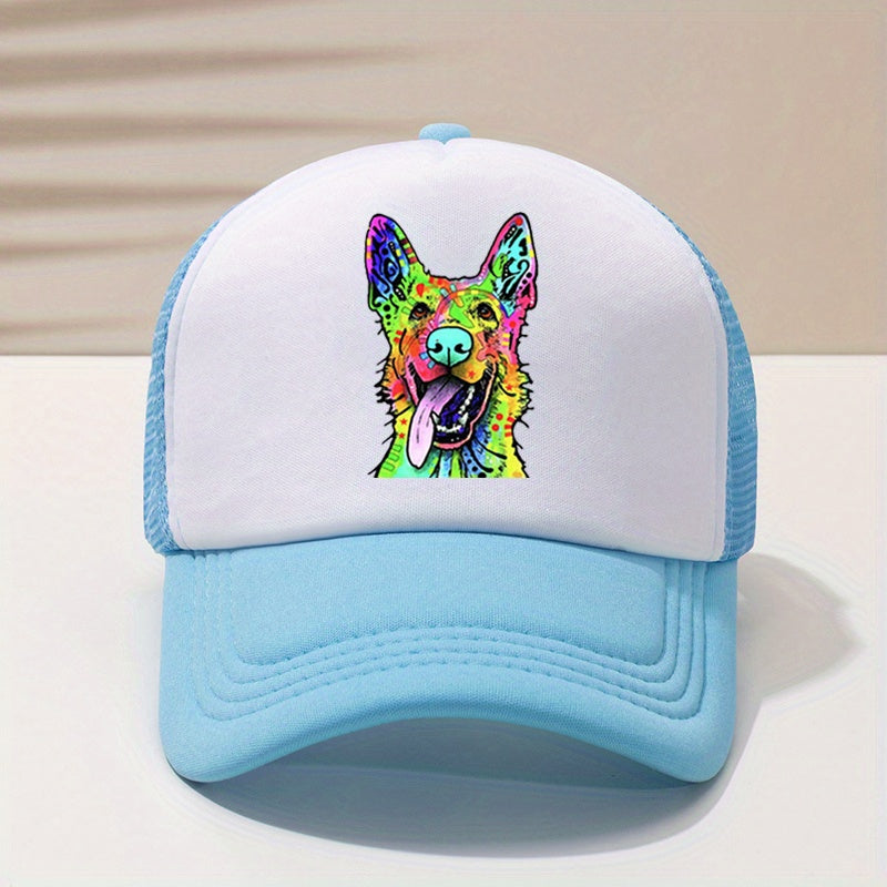 Y2K Rainbow Wolf Baseball Cap Mesh Trucker Dad Hat for Women