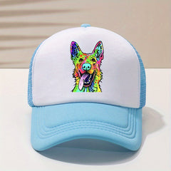 Y2K Rainbow Wolf Baseball Cap Mesh Trucker Dad Hat for Women