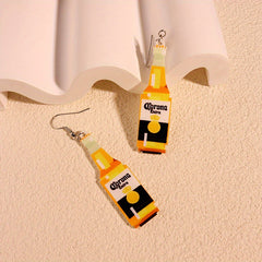 Beer Bottle Graffiti Dangle Earrings Acrylic Gift Women Girls