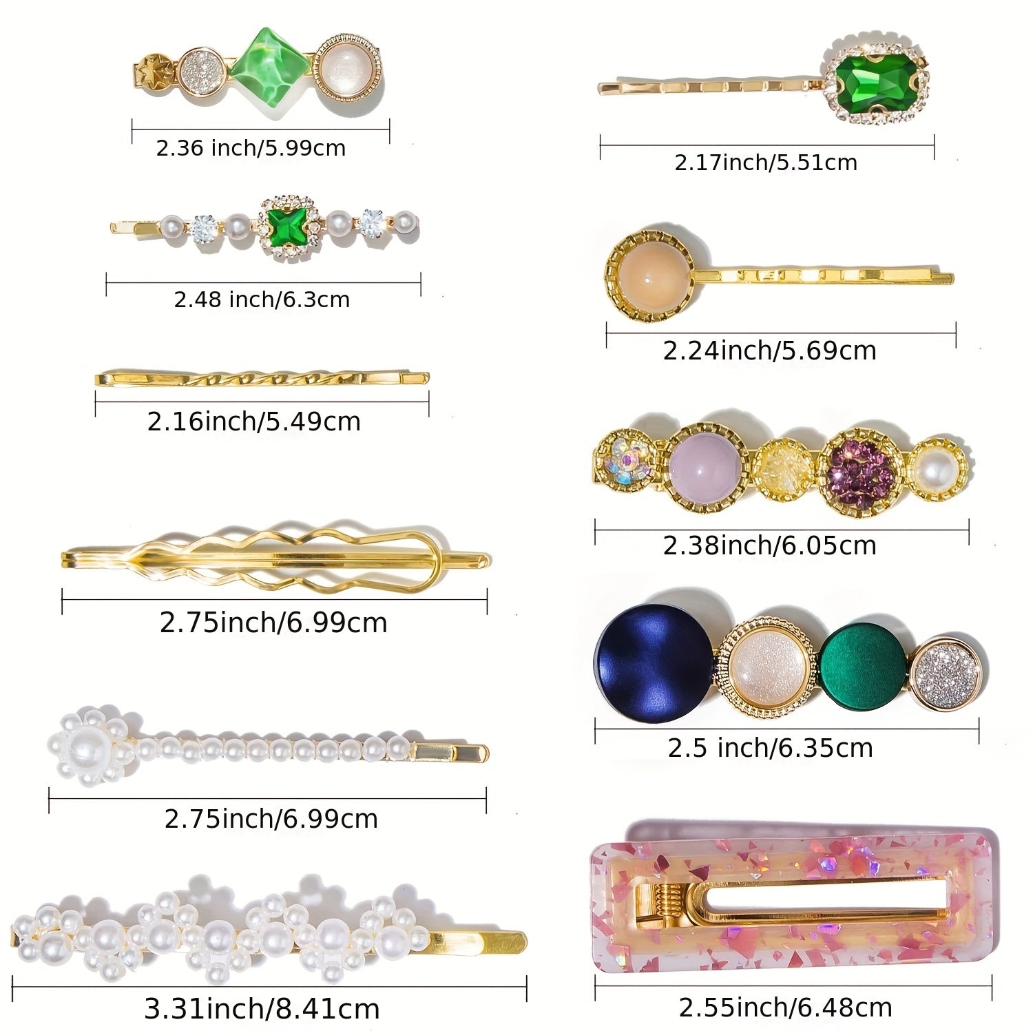 Marble Print Hair Clip Set - Resin Side Clip & Faux Pearl Card Barrette