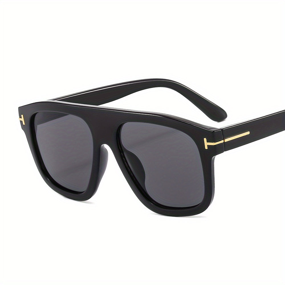 Men's Vintage T Letter Pilot Sunglasses with Carton Packaging