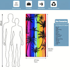 Coconut Tree Print Beach Towel Quick Drying Portable Durable