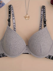 2pcs Letter Straps Push Up Bras Women's Lingerie