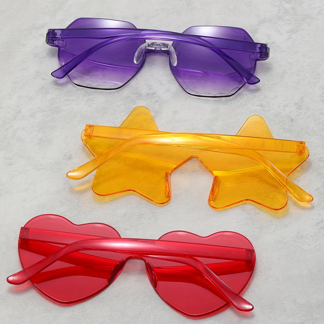 3 Pack Love Heart Colorful Sunglasses