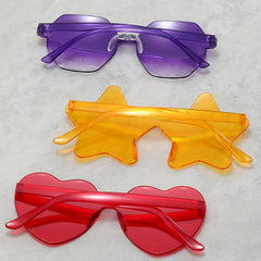 3 Pack Love Heart Colorful Sunglasses