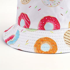Donut Print Bucket Hat Lightweight Fisherman Cap For Women